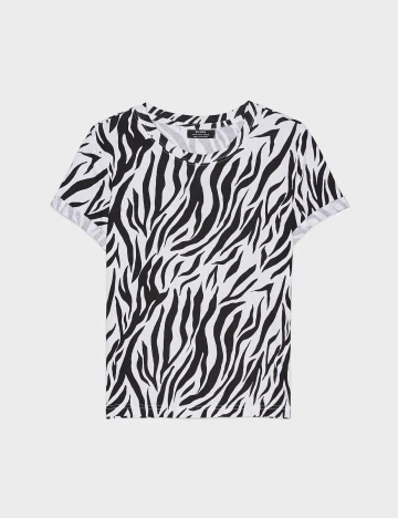 Tricou Bershka, alb/negru