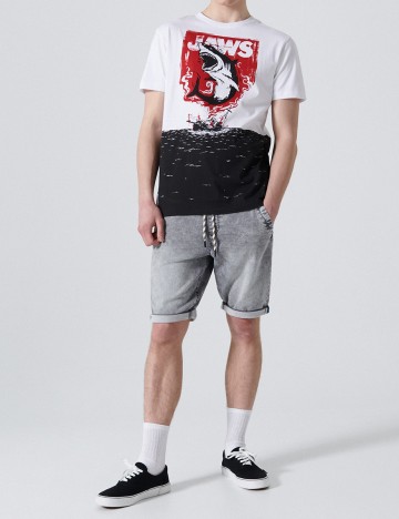 Tricou CROPP, alb/gri