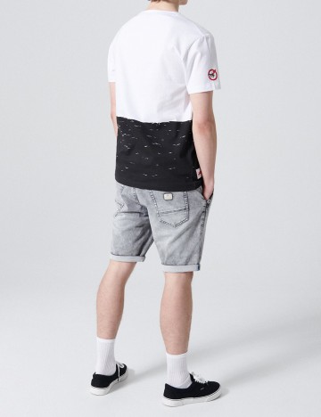 Tricou CROPP, alb/gri