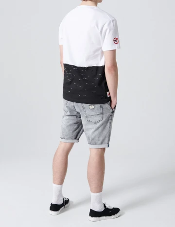 Tricou CROPP, alb/gri