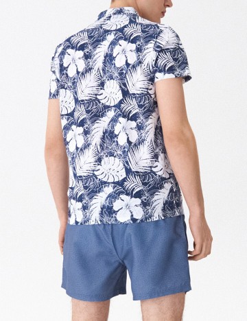 Tricou House Brand, albastru/alb