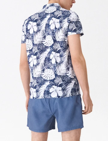 Tricou House Brand, albastru/alb