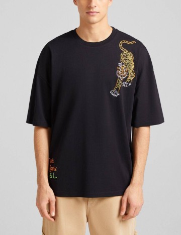 Tricou Bershka, negru, L