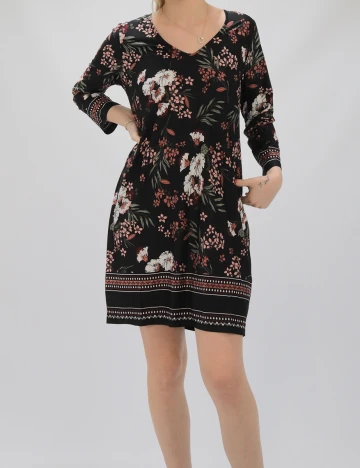 Rochie scurta Happy Holly, negru floral Floral print