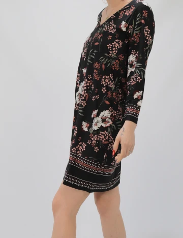 Rochie scurta Happy Holly, negru floral Floral print