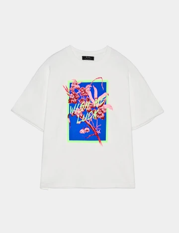 Tricou Bershka, alb Alb