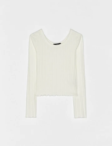 Bluza Bershka, alb Alb