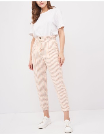 Pantaloni Bershka, alb/imprimeu, XS