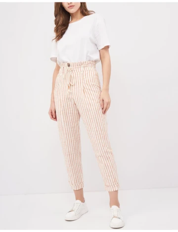 Pantaloni Bershka, alb/imprimeu