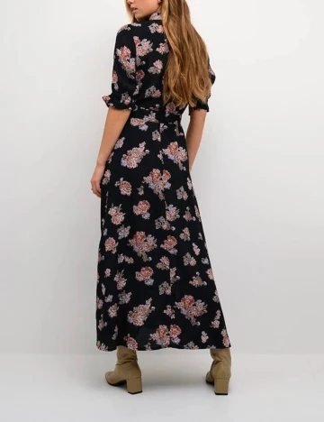 Rochie lunga Kaffe, negru floral Negru