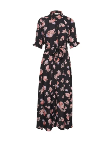 Rochie lunga Kaffe, negru floral Negru