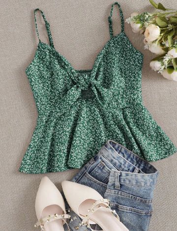 Top SHEIN, verde inchis, L