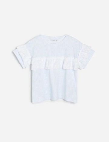 Tricou Reserved, alb/bleu
