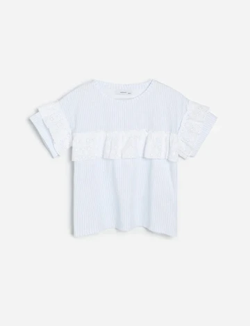 Tricou Reserved, alb/bleu