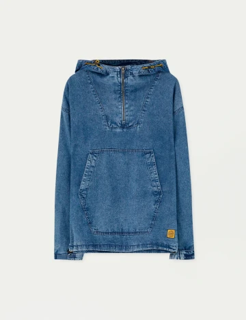 Hanorac Pull&Bear, albastru denim Albastru