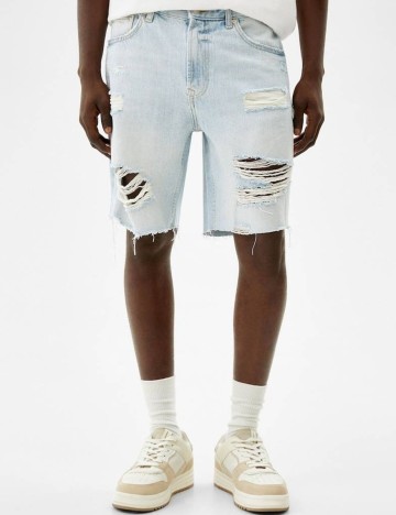Pantaloni Scurti Bershka, bleu, 38