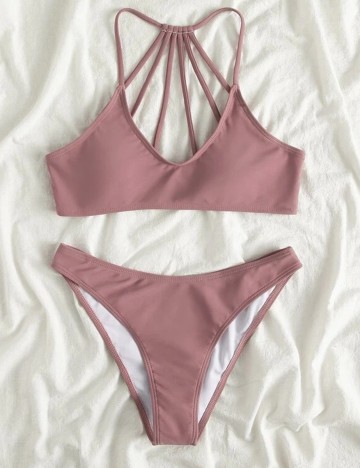 Costum de baie SHEIN, roz pudra