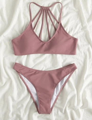 Costum de baie SHEIN, roz pudra