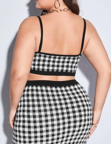 Top SHEIN CURVE, alb-negru