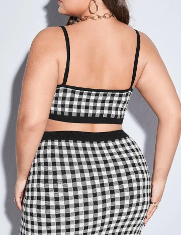 Top SHEIN CURVE, alb-negru