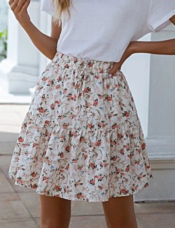 Fusta SHEIN, alb cu imprimeu floral, L