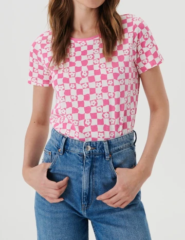 Tricou Sinsay, roz/alb