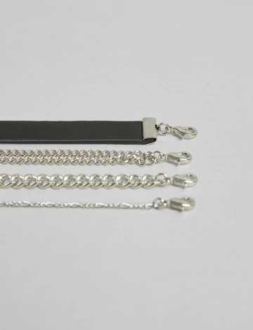 Set coliere Bershka, negru/argintiu