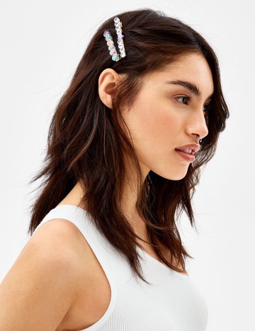 
						Agrafe Bershka, alb-negru, ONE SIZE