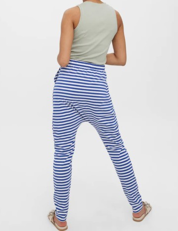 Pantaloni Vero Moda, alb/albastru