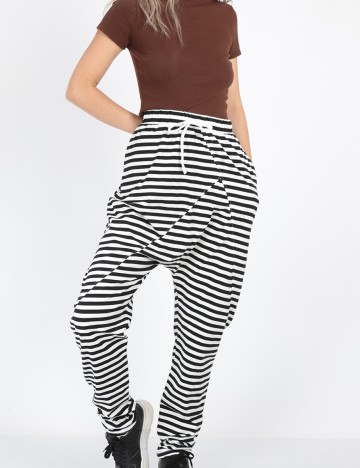 Pantaloni Vero Moda, alb/negru, XL