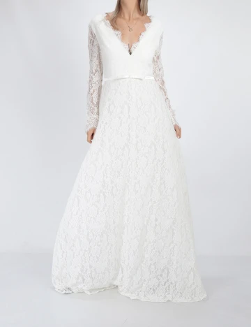Rochie Lunga Moments New York, alb Alb