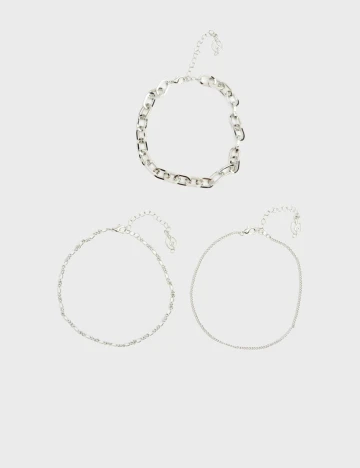Set bratari de picior Stradivarius, argintiu