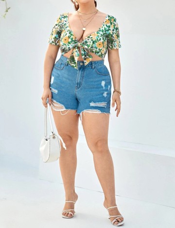 Top SHEIN CURVE, floral