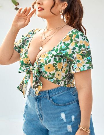 Top SHEIN CURVE, floral