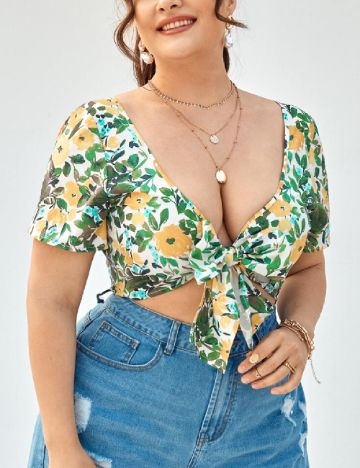 Top SHEIN CURVE, floral