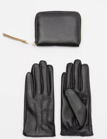 Set portofel si manusi Zara, negru Negru