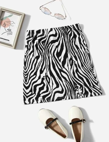 Fusta Shein Kids, alb/negru
