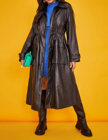 Trench SHEIN CURVE, negru