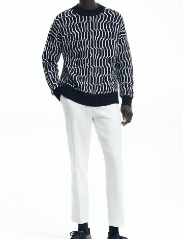 Pulover Reserved, negru/alb