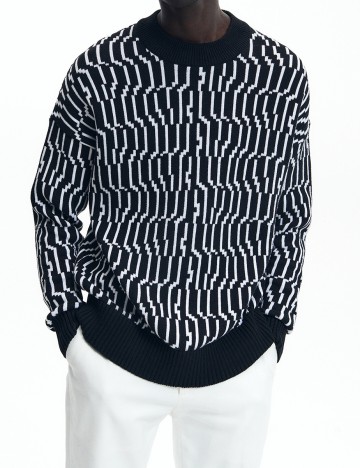 Pulover Reserved, negru/alb
