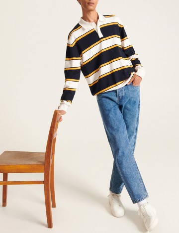 Bluza Reserved, alb/bleumarin