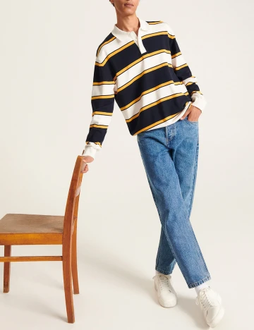 Bluza Reserved, alb/bleumarin