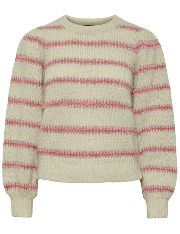 Pulover Pieces, crem