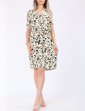 Rochie scurta Vila, crem/negru