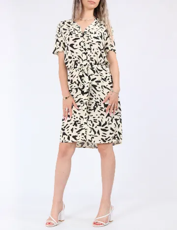 Rochie scurta Vila, crem/negru Crem