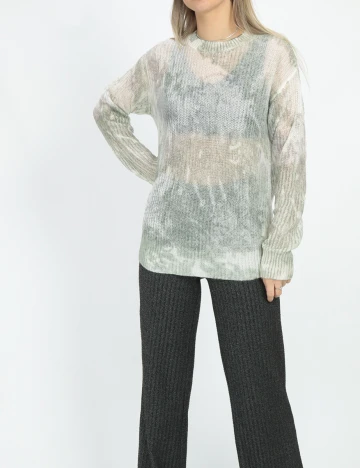 Pulover SHEIN, alb/verde