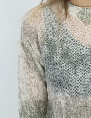 Pulover SHEIN, alb/verde