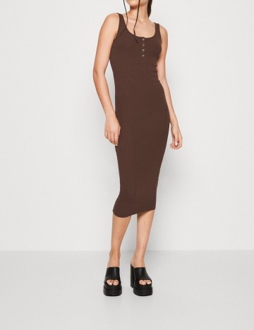 Rochie medie Pieces, maro, XS