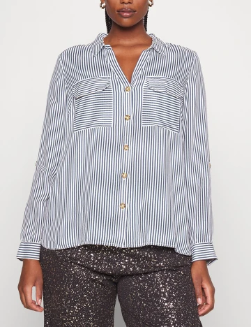 Camasa Vero Moda, alb/gri