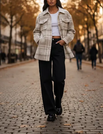 Jacheta shacket NA-KD, bej Crem